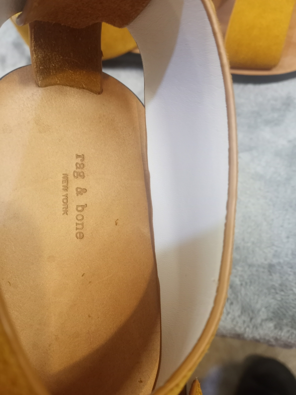 rag & bone Mustard Suede Crisscross Sandals with Gold Hardware Size 36.5 - Picture 12 of 16